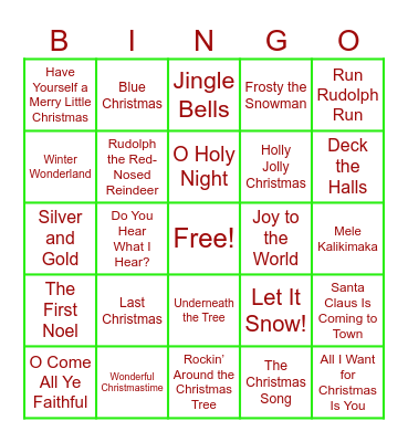 CHRISTMAS SONGS Bingo Card
