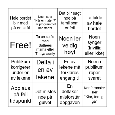 Julebingo B Bingo Card