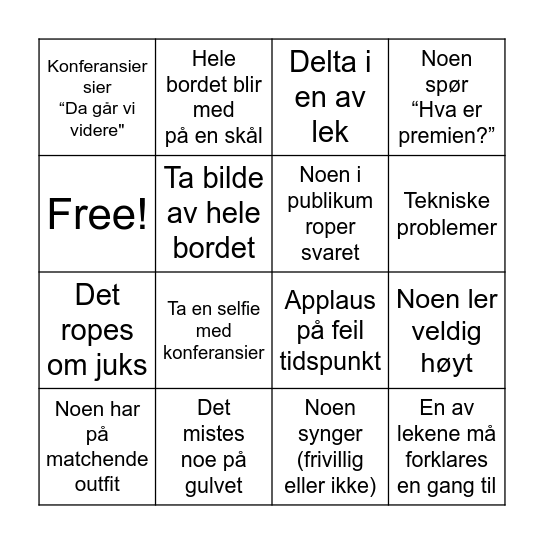 Julebingo C Bingo Card