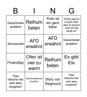 Weihnachtsbingo Card