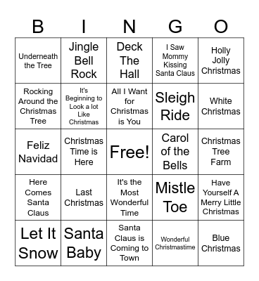 Christmas Music Bingo Card