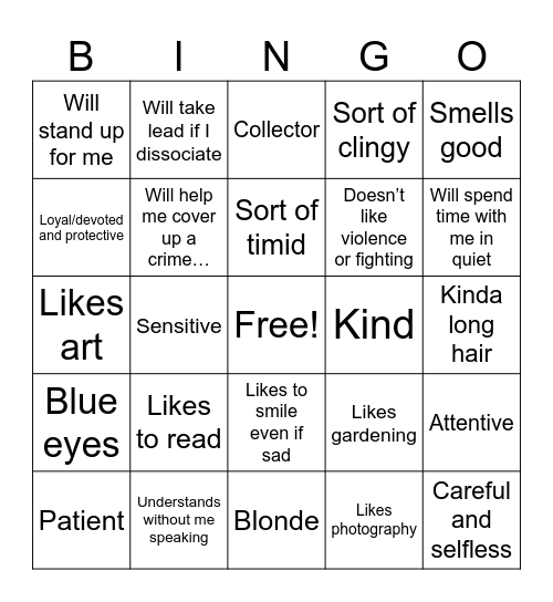 Are you SUNNY’s type Bingo Card