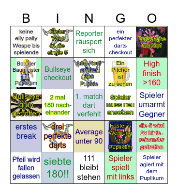 D A R T S     Liste 5 Bingo Card