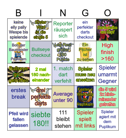 D A R T S     Liste 5 Bingo Card