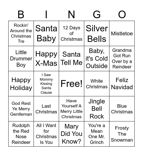 Name That Tune Bingo: Christmas Edition Bingo Card
