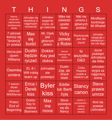 STRANGER Bingo Card