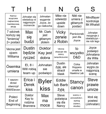 STRANGER Bingo Card