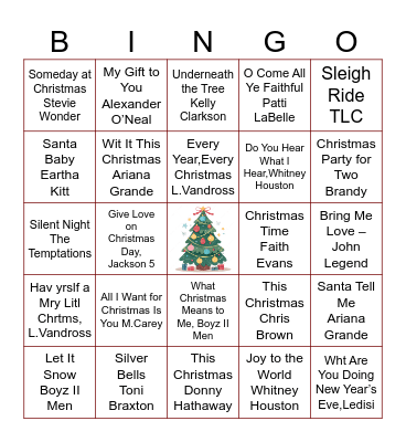 Christmas Music Bingo Card