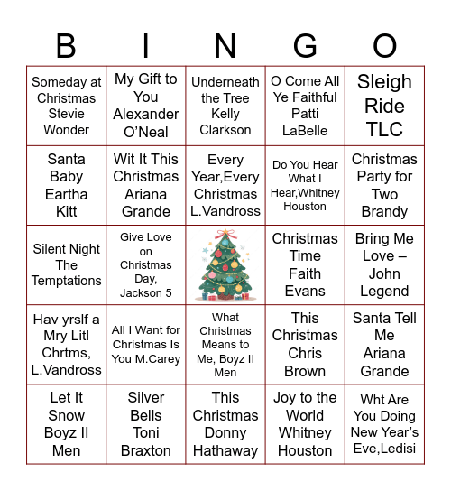 Christmas Music Bingo Card