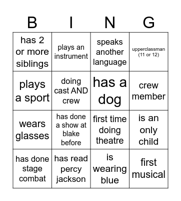 The Lightning Thief Bing(o) Bingo Card