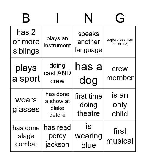 The Lightning Thief Bing(o) Bingo Card
