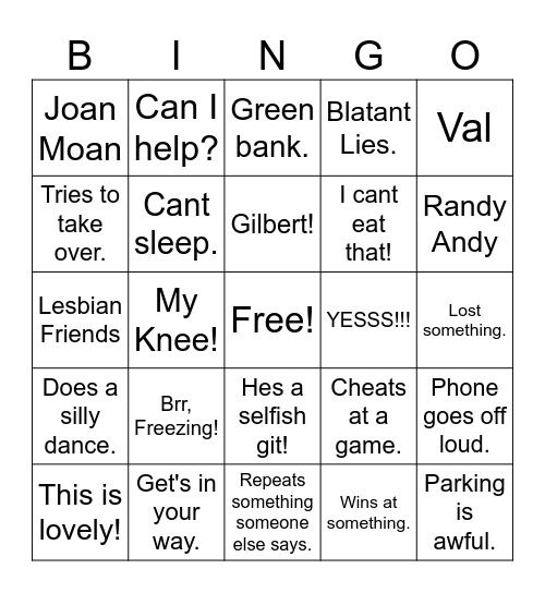Granny Pat Bingo Card