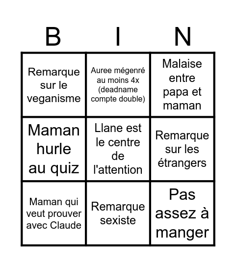 Bingo de Noël Bingo Card