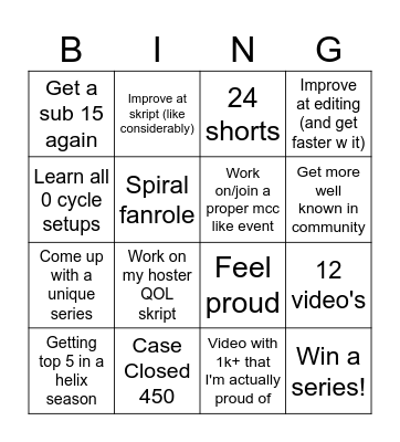 My 2026 Bingo Card