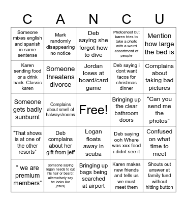 Cancun conundrums Bingo Card