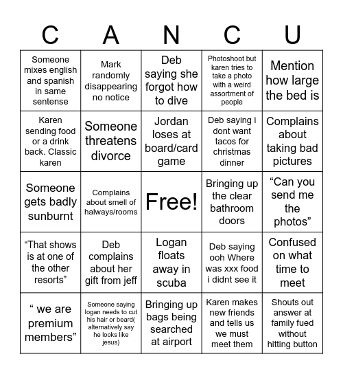 Cancun conundrums Bingo Card