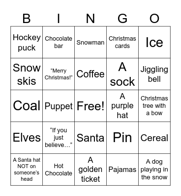 Polar Express Christmas Bingo Card