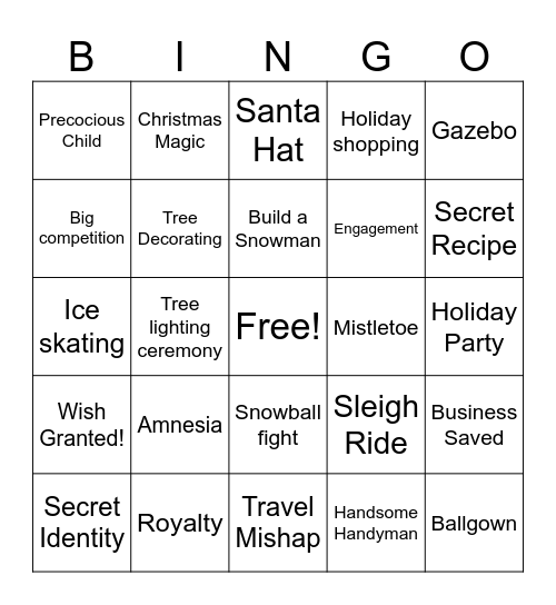 Holiday Movie Bingo Card