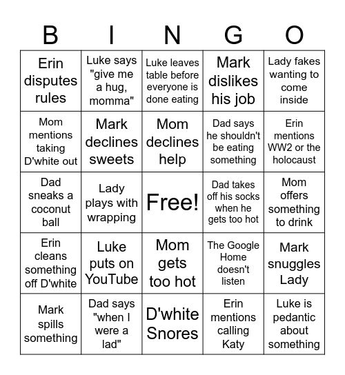 Miranda's Card Bingo Card