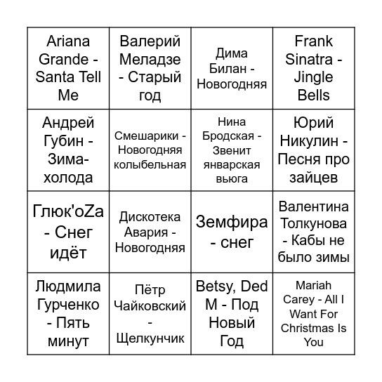 Ёлочка, гори! Bingo Card