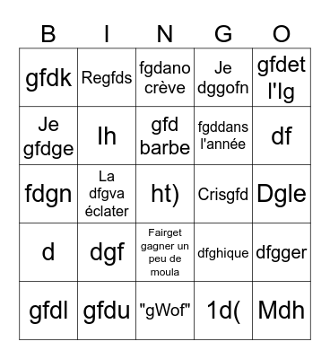 dhdhd Bingo Card