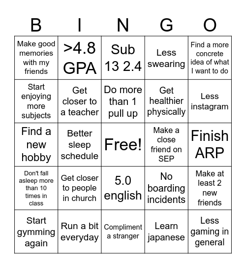 Joon's bingo Card