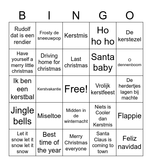 Kerst bingo Card