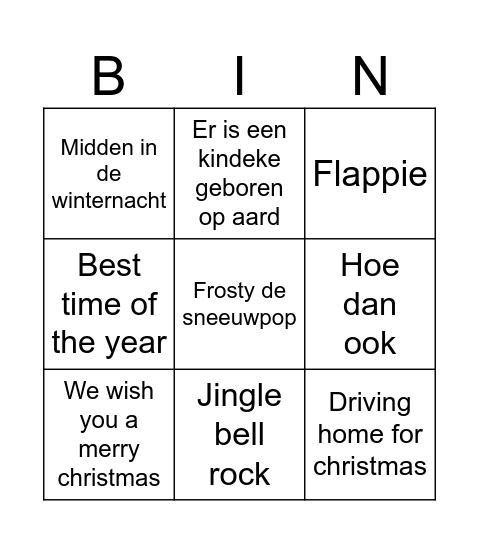 Kerst bingo Card