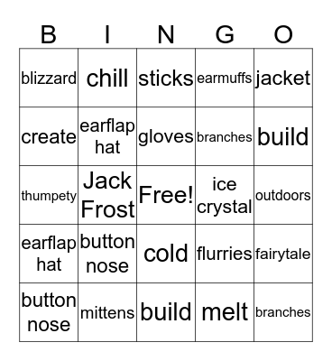 Snowman Bingo Card