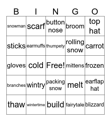 Snowman Bingo Card