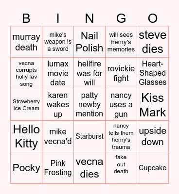 PINK Bingo Card