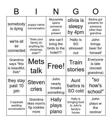 christmas 2025 Bingo Card