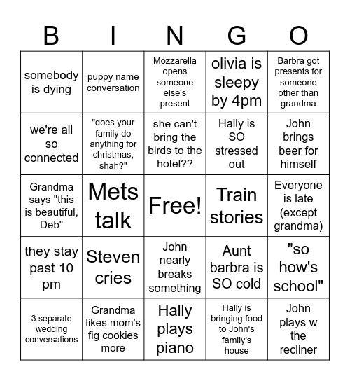 christmas 2025 Bingo Card