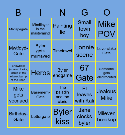 Byler Bingo Card
