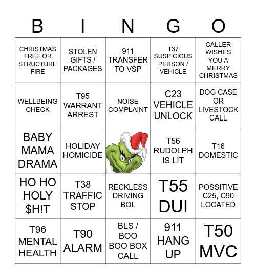 CHRISTMAS EVE & DAY DISPATCH BINGO Card