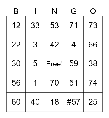 #57 Bingo Card