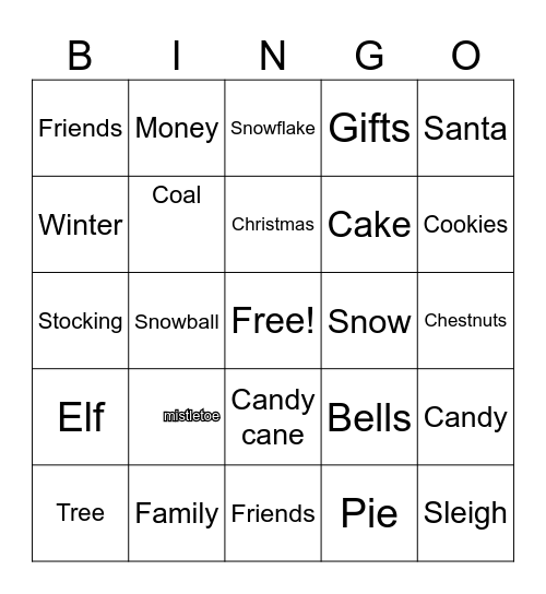 Christmas Bingo Card