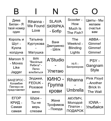 Хит-парад Bingo Card
