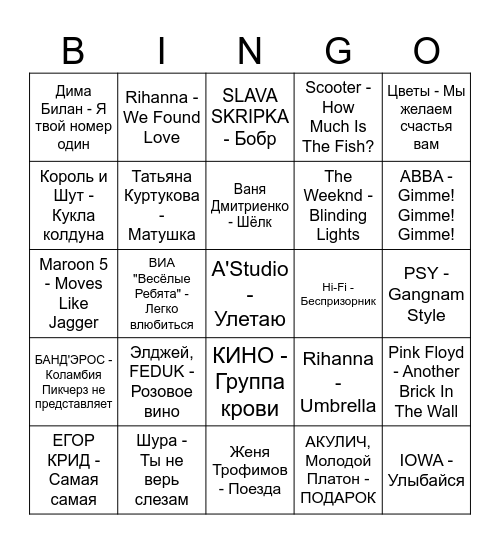 Хит-парад Bingo Card