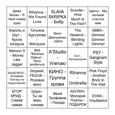 Хит-парад Bingo Card