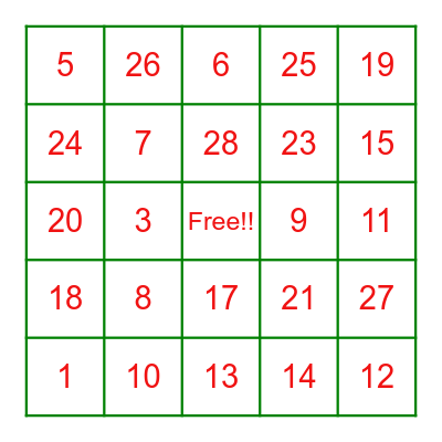 Christmas Bingo Card