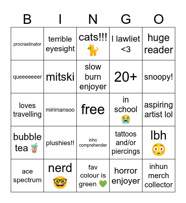🪓 ₍^. .^₎⟆ Bingo Card
