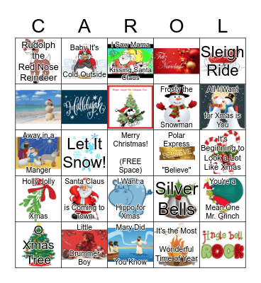 Christmas Carol Bingo Card