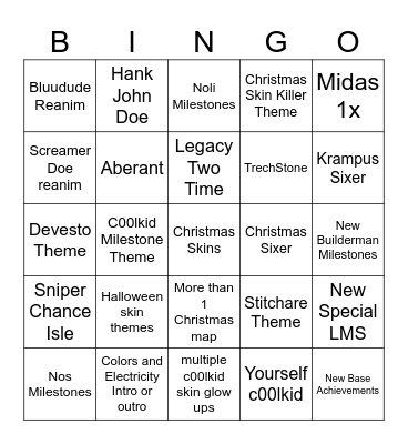Christsaken Wish List Bingo Card