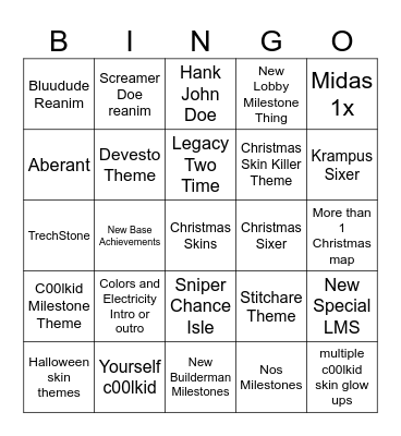Christsaken Wish List Bingo Card