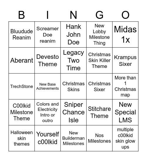Christsaken Wish List Bingo Card