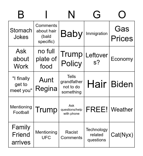 Bingalo Bingo Card