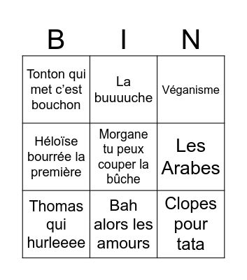 Joyeux Joël Bingo Card