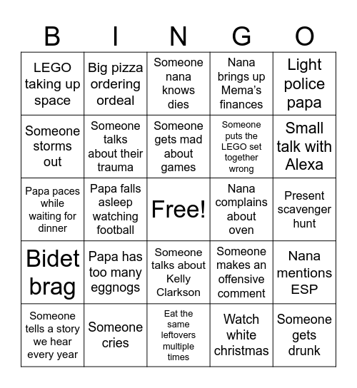 Christmas 2025 Bingo Card
