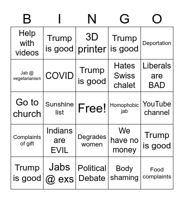 Linkert Bingo Card